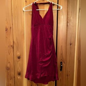 Tie-Up Halter Sparkly Red Dress